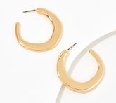Denim & Co. Goldtone Hammered Hoop Earrings